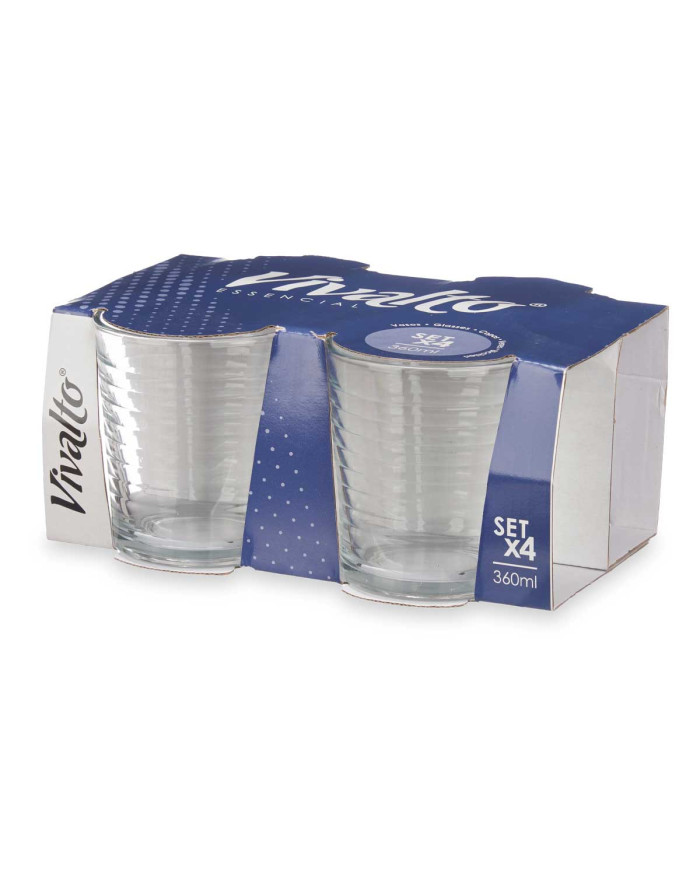 SET 4 VASOS VIDRIO RAYAS 360 ML