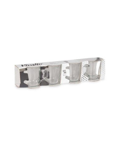 SET 4 TAZAS VIDRIO CAFE CON ASA 80ML