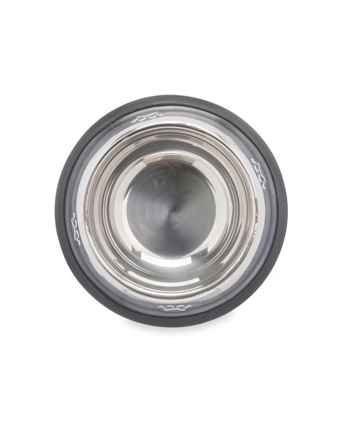 COMEDERO MASCOTA METALICO 18CM HUELLAS GOMA