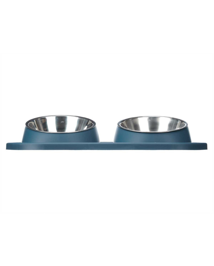 COMEDERO DOBLE METALICO DISEÑO AZUL