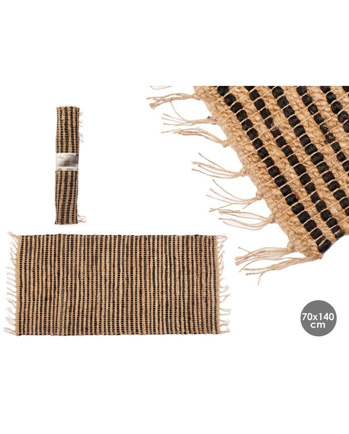 ALFOMBRA NATURAL NEGRA DOBLE 70 X 140 CM