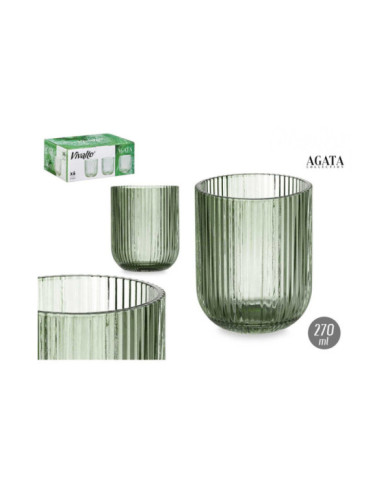 VASO BAJO 270 ML VERDE MUSGO RAYAS