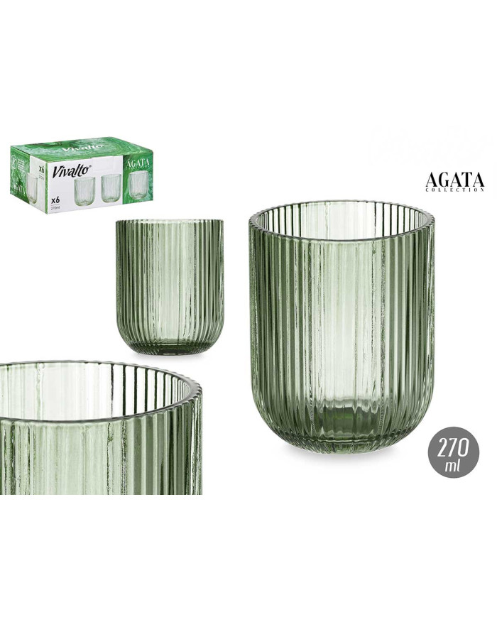 VASO BAJO 270 ML VERDE MUSGO RAYAS