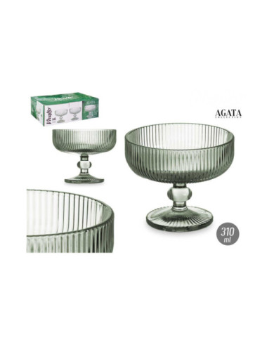 COPA HELADO 310ML VERDE MUSGO RAYAS