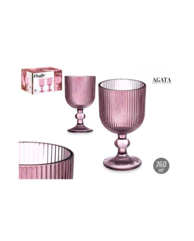 COPA VINO 260ML ROSA RAYAS