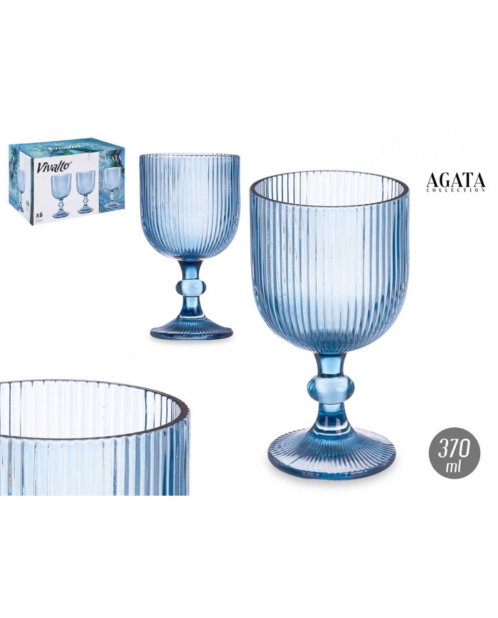 COPA AGUA 370ML AZUL OSCURO RAYAS