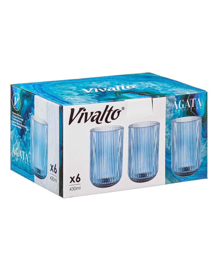 VASO ALTO 430ML AZUL OSCURO RAYAS