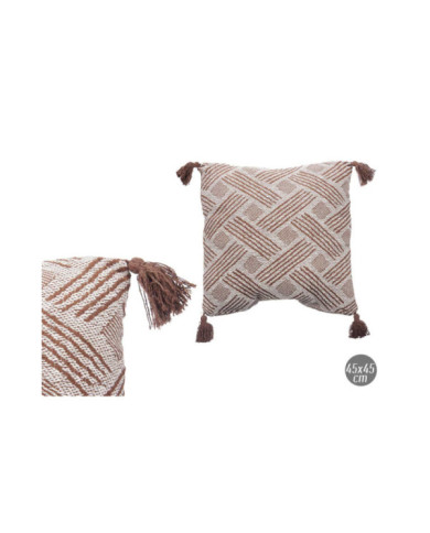 COJIN JACQUARD MARRON 45X45 CM SURT 2