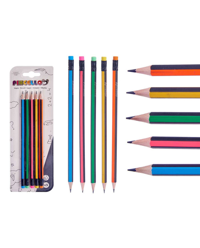 SET 5 LAPICES RAYAS GOMA