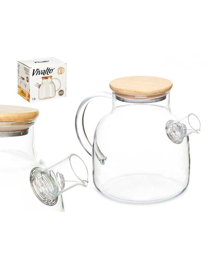 TETERA BOROSILICATO TAPA BAMBU 1,2L