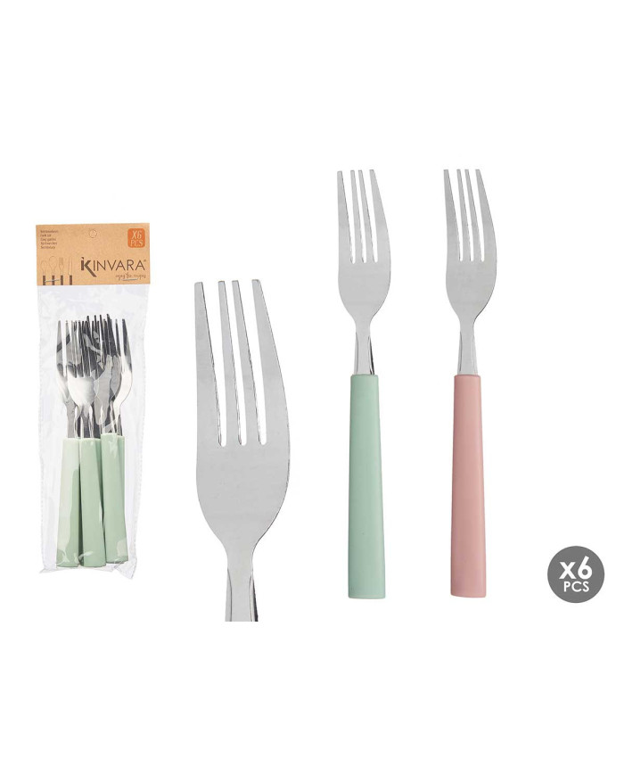 SET 6 TENEDORES SURT 2 MENTA ROSA PALO