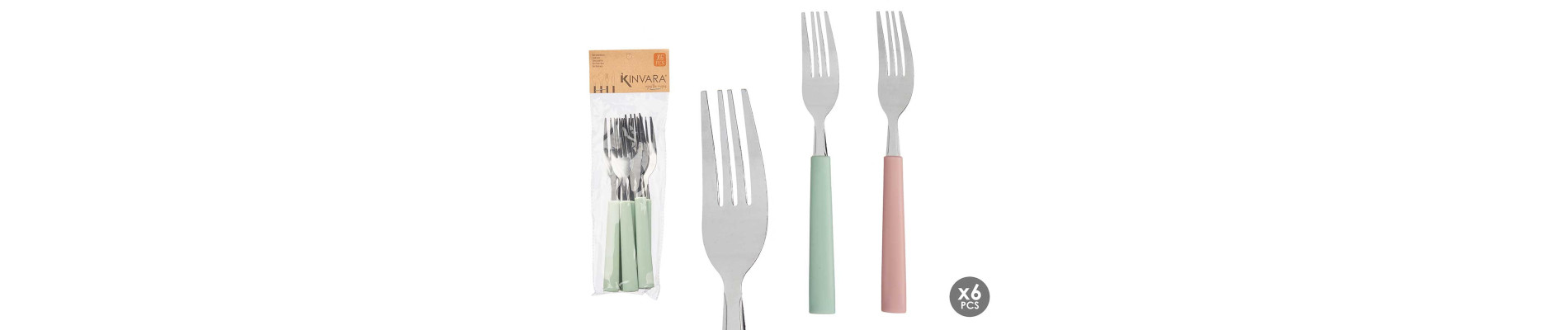 SET 6 TENEDORES SURT 2 MENTA ROSA PALO