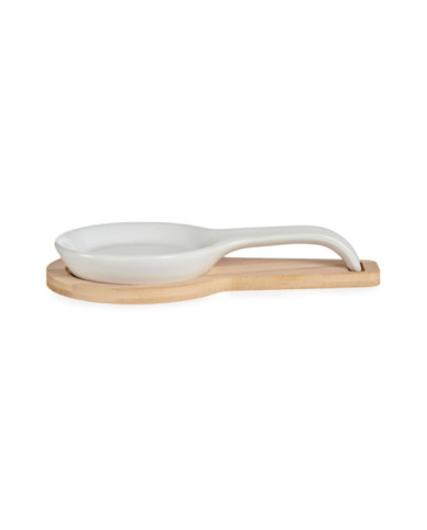 SOPORTE CUCHARA CERAMICA CON BASE BAMBU
