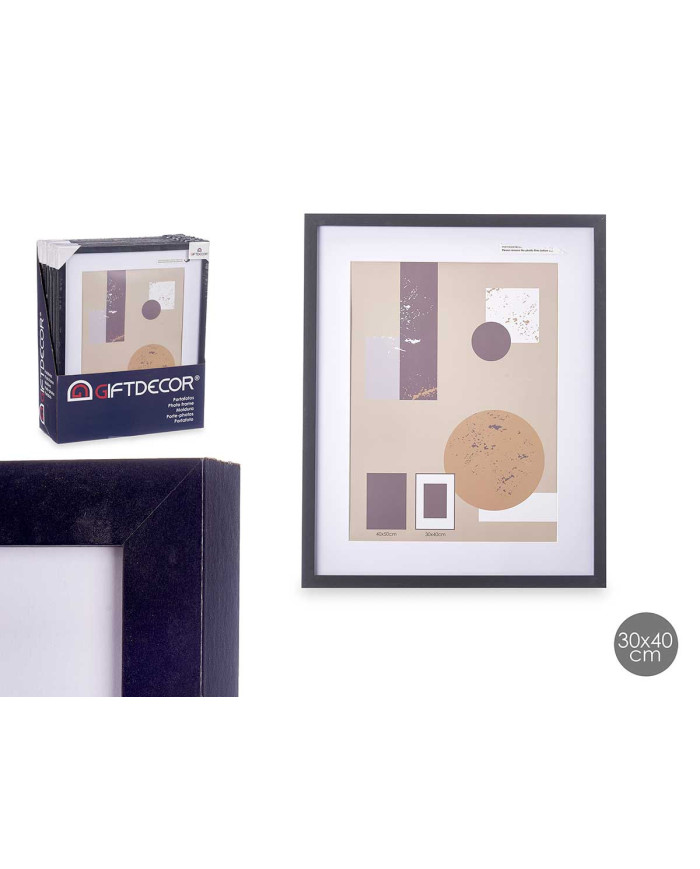 PORTAFOTO PARED MADERA PASPARTU 30X40CM NEGRO