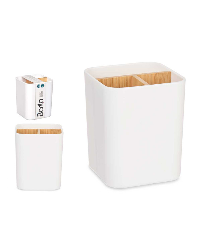 ORGANIZADOR CUADRADO 3 HUECOS BAMBU BLANCO