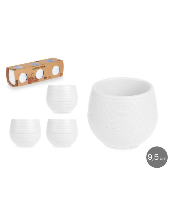 SET 3 MACETAS RESERVA AGUA 9,5 CM BLANCA