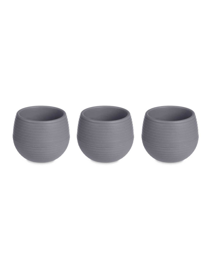 SET 3 MACETAS RESERVA AGUA 9,5 CM ANTRACITA