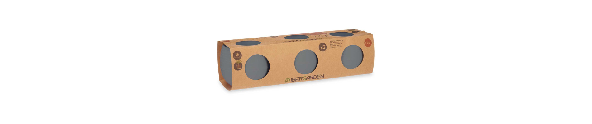 SET 3 MACETAS RESERVA AGUA 9,5 CM ANTRACITA