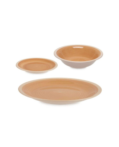 SET 18 PZS VAJILLA GRES BEIGE BORDE