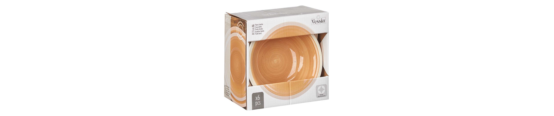 PLATO HONDO GRES BEIGE BORDE 21CM
