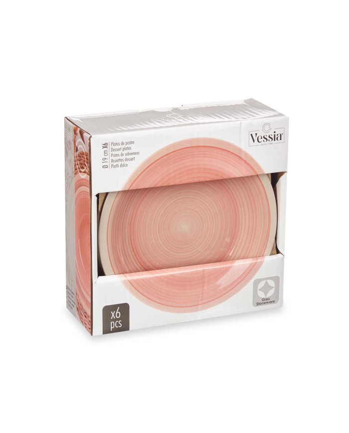 PLATO POSTRE GRES ROSA BORDE 19CM