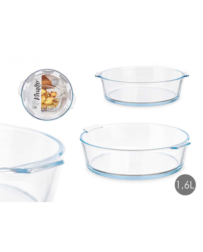 BANDEJA BOROSILICATO REDONDA ASAS 1600ML