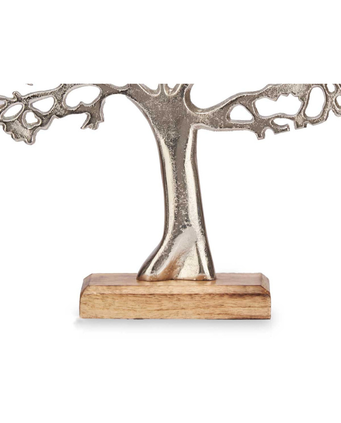 ARBOL DE LA VIDA METAL PLATA BASE MADERA