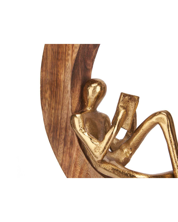 FIGURA DECORATIVA LECTURA ORO SOPORTE MADERA