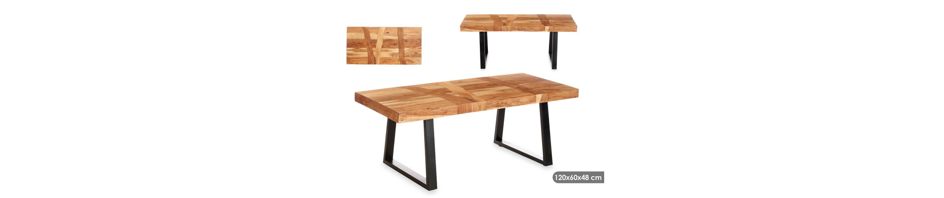 MESA AUXILIAR MADERA TRAMA 120 X 60 X 48 CM