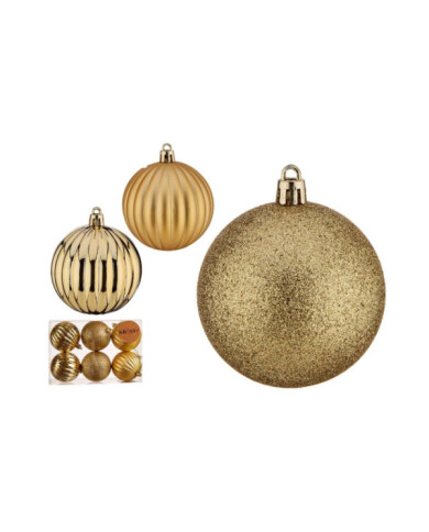 SET 6 BOLAS PVC 7CM ORO RELIEVE