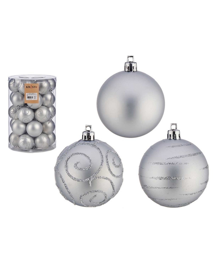 SET 30 BOLAS PVC 6CM PLATA