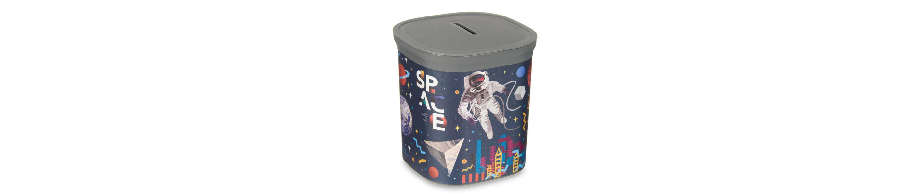 HUCHA PLASTICO CUADRADA SURT 2 ASTRONAUTA