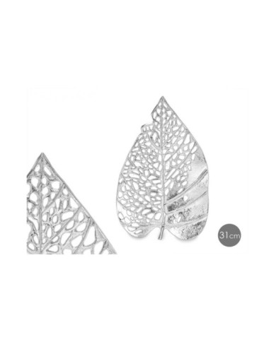 HOJA METAL 40CM PLATA DECORACION