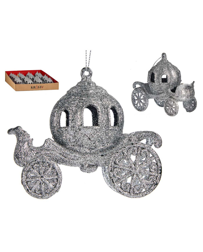 ADORNO ARBOL NAVIDAD CARROZA CALABAZA PLATEADO