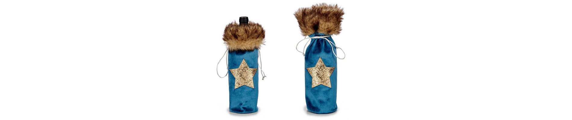 BOLSA DE BOTELLA NAVIDEÑA ESTRELLAS AZUL