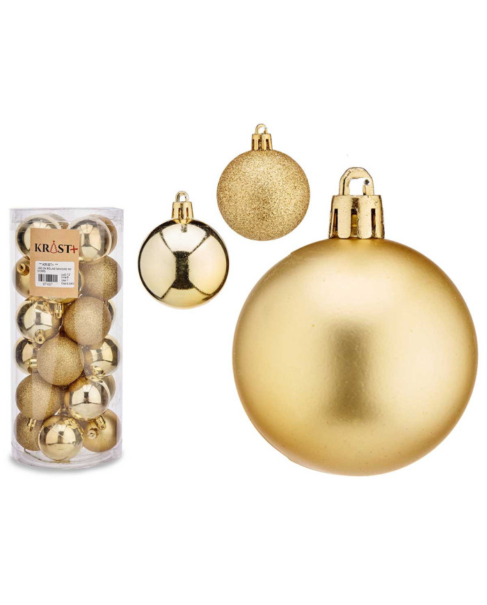 SET 24 BOLAS NAVIDAD 5CM ORO SURT