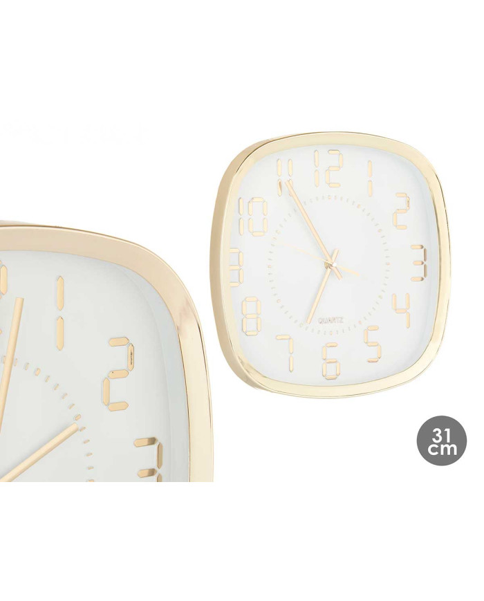 RELOJ CUADRADO 31CM NUM DIG CHAMPAGNE