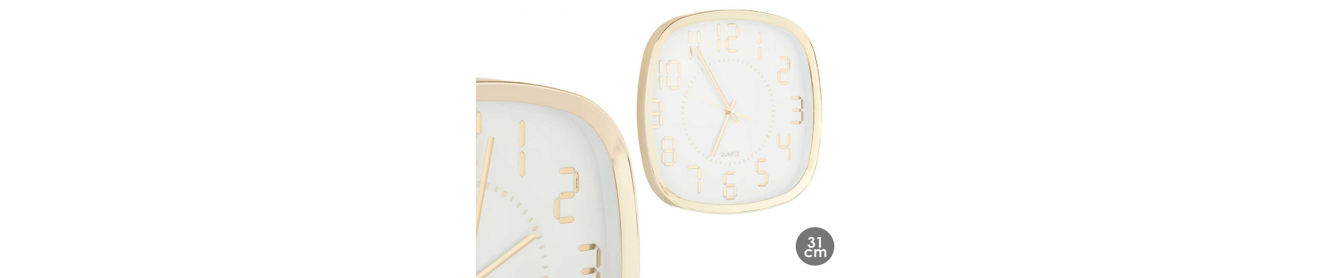 RELOJ CUADRADO 31CM NUM DIG CHAMPAGNE