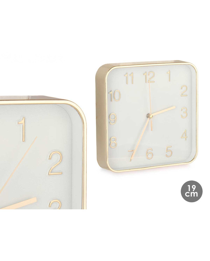 RELOJ CUADRADO 19CM CHAMPAGNE
