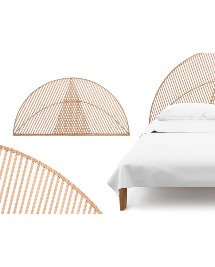 CABECERO RATTAN TRIANGULO NATURAL 160CM