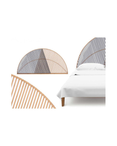 CABECERO RATTAN TRIANGULO NATURAL NEGRO 160CM