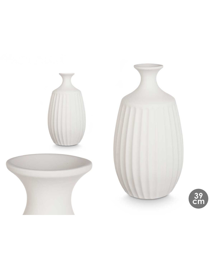 JARRON CERAMICA CUELLO ESTRECHO 39CM BLANCO