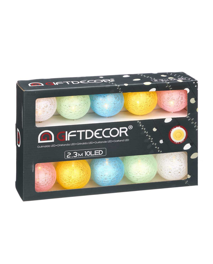 TIRA LED 10 BOLA MULTICOLOR CON CAJA EXTERIOR
