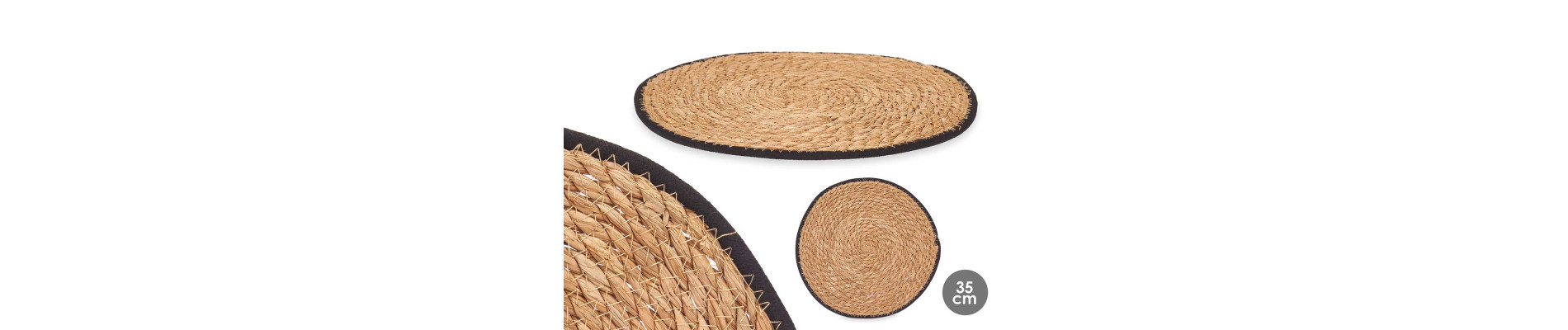 SALVAMANTEL ESPARTO BORDE TELA BLANCO 35CM
