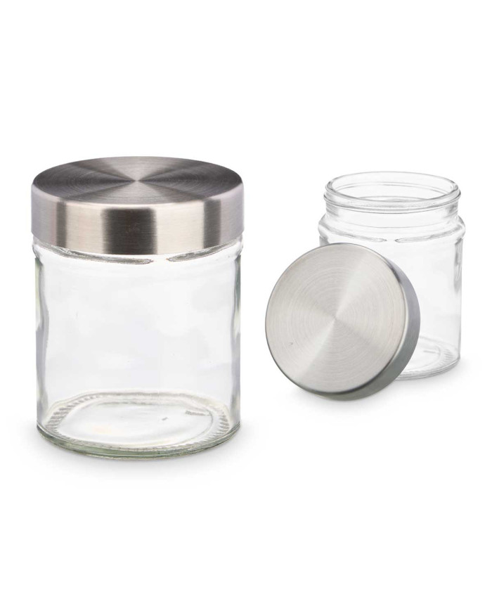 TARRO CRISTAL REDONDO TAPA ACERO 300ML