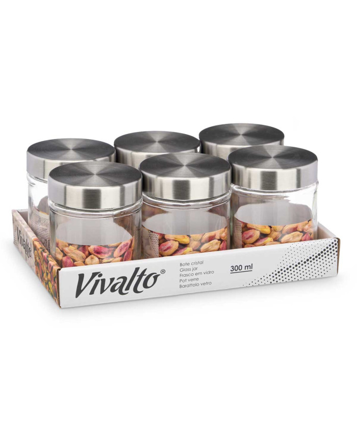 TARRO CRISTAL REDONDO TAPA ACERO 300ML