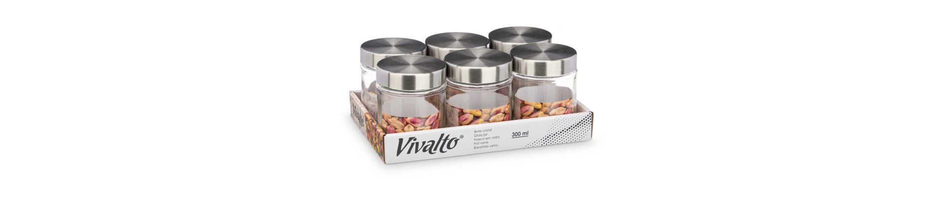 TARRO CRISTAL REDONDO TAPA ACERO 300ML