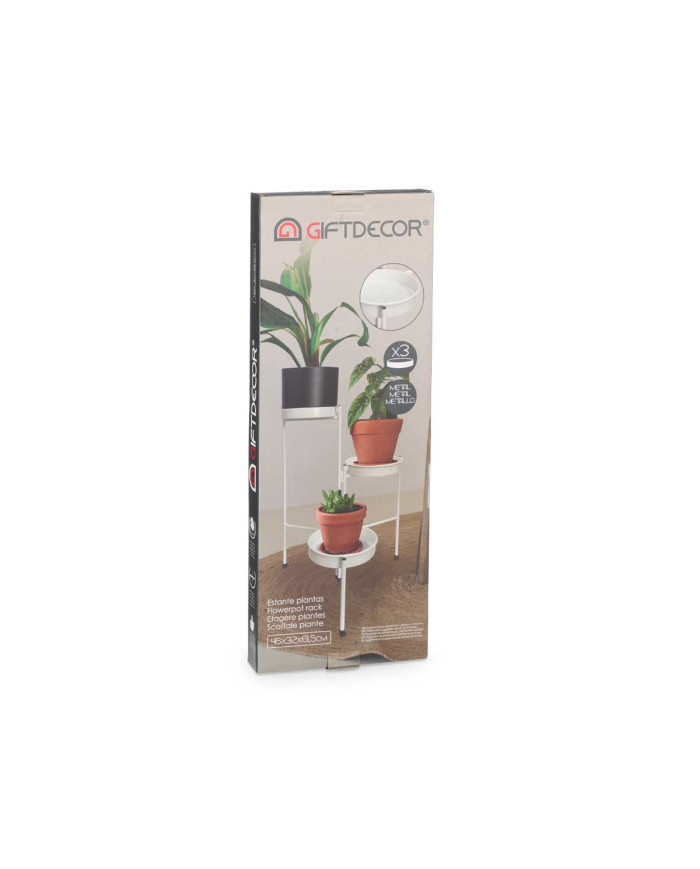 ESTANTE PLANTA TRES ALTURAS NEGRA