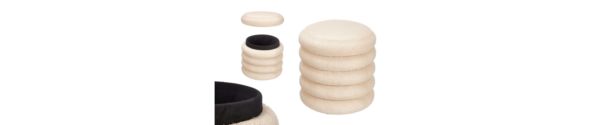 TABURETE TELA 40CM BEIGE