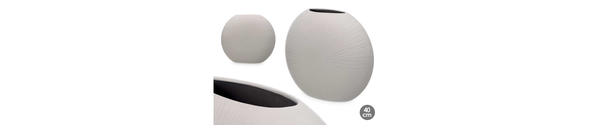 JARRON CERAMICA RAYA HORIZONTAL 33CM BLANCO